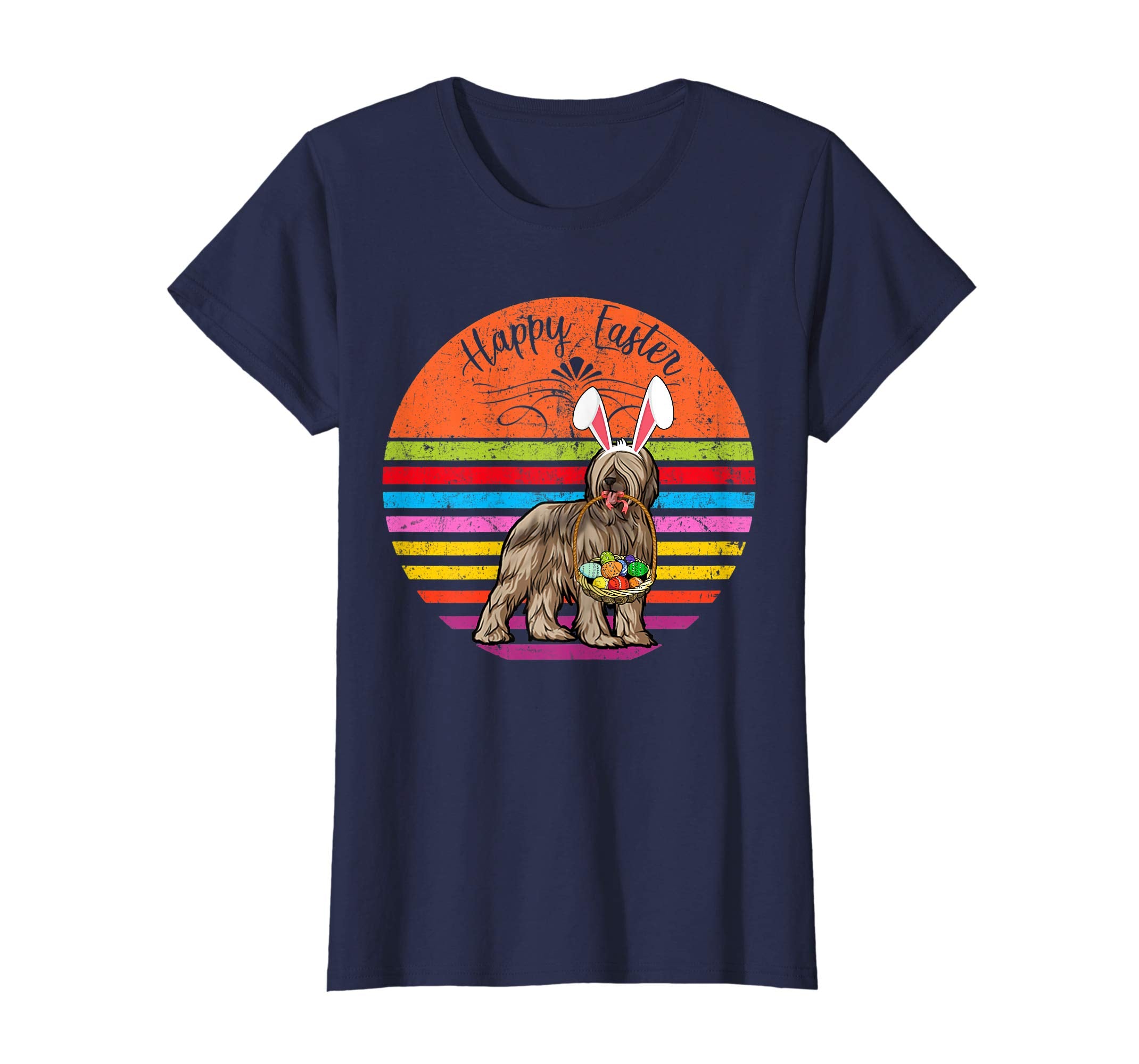 Cute Briard Dog With Bunny Hat Happy Easter Eggs T Shirt