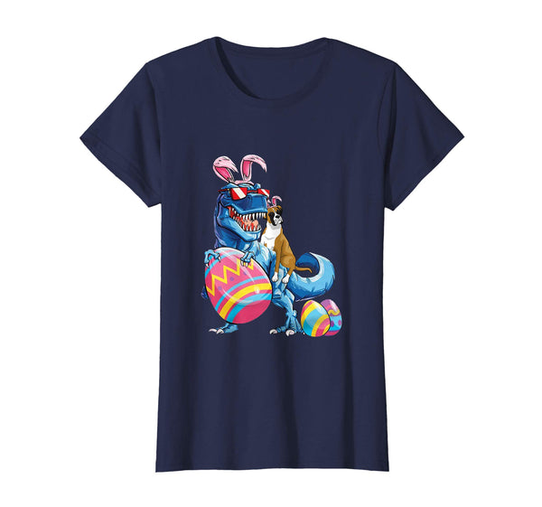Boxer Easter Riding Dinousaus Easter Bunny Lover Gift Shirt
