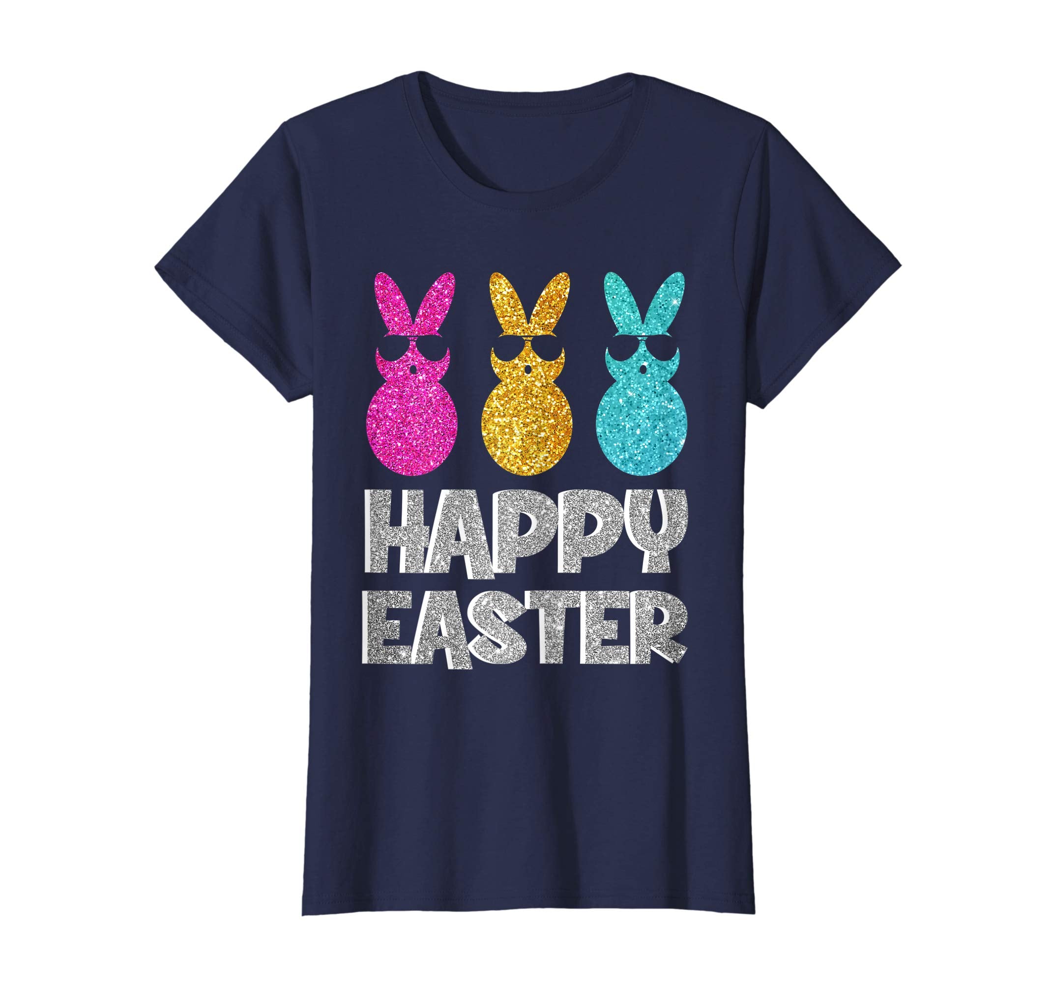 Colorful Three Bunnies with Sunglasses Happy Easter T-shirt