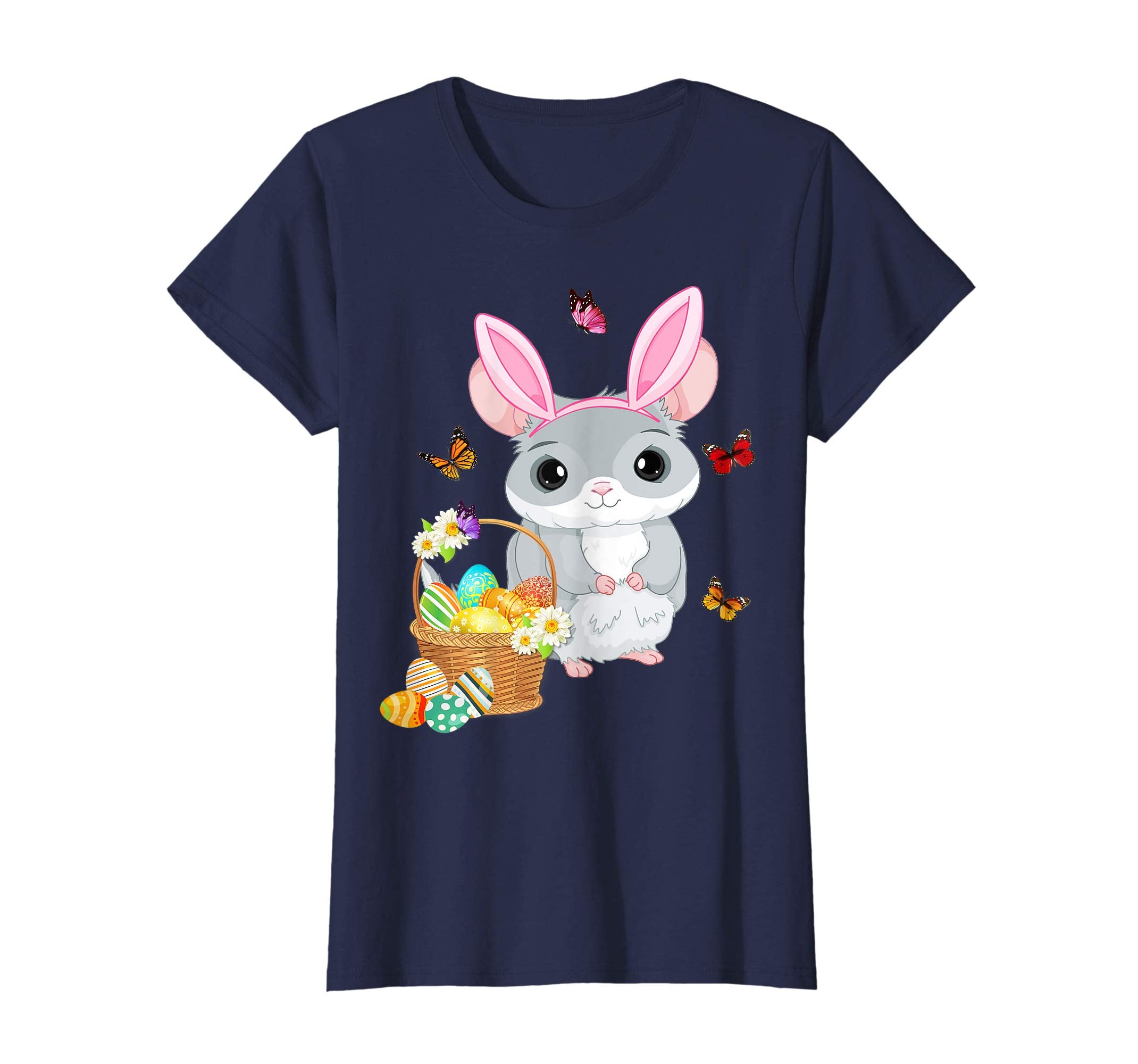 Chinchilla Bunny Hat Rabbit Easter Eggs Shirt Happy Ea