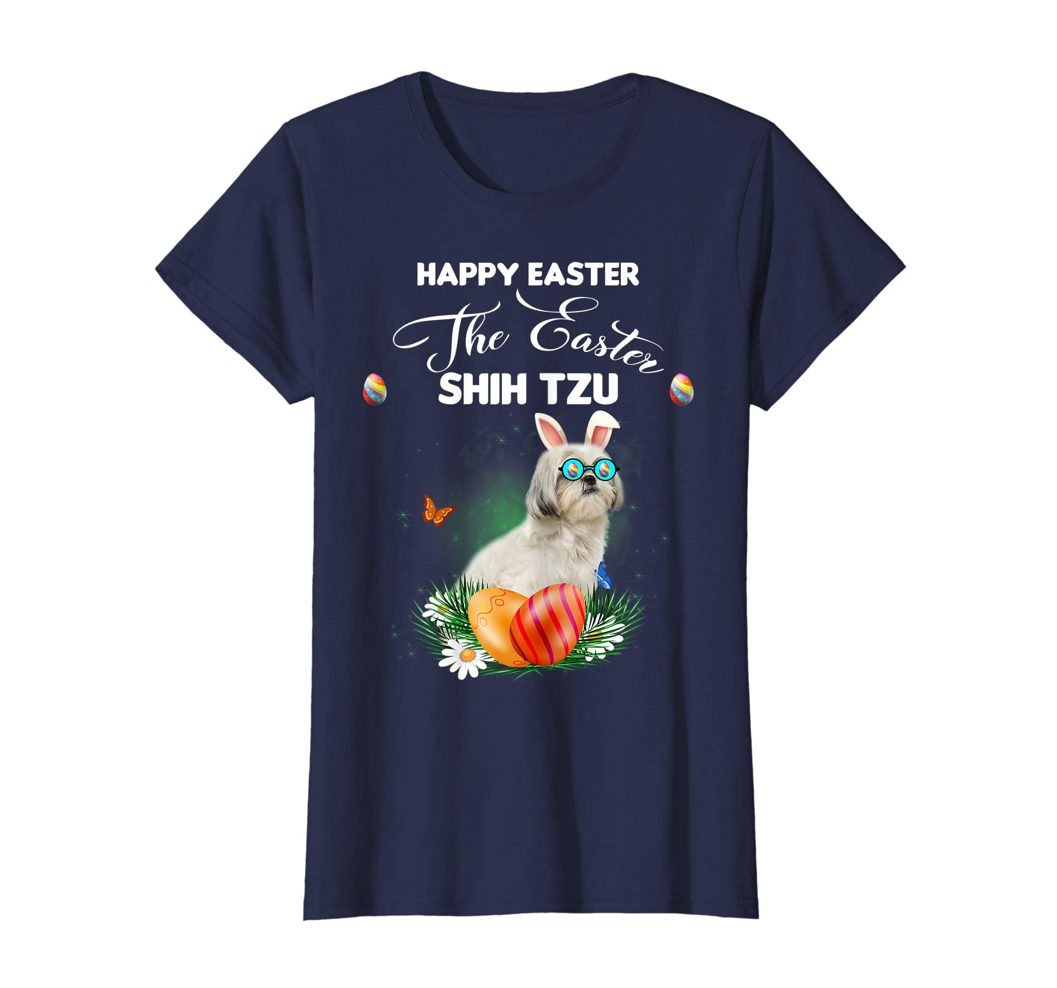 Shih Tzu Dog Sunglass Bunny Happy Easter Day Tshirt