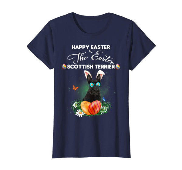 Scottish Terrier Dog Sunglass Bunny Happy Easter Day Tshirt