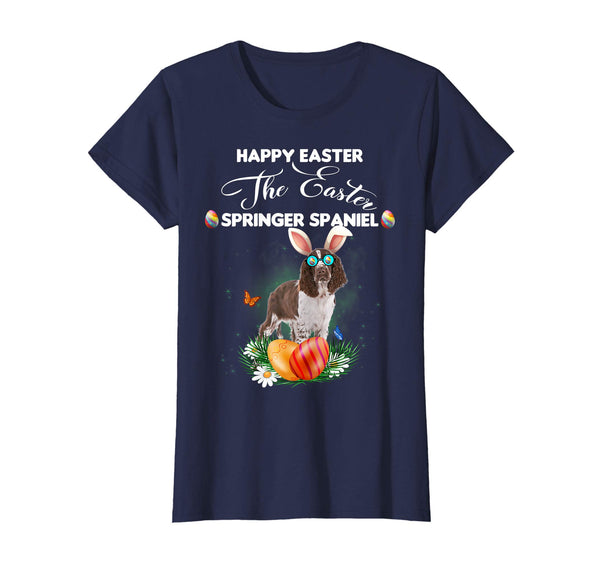 Springer Spaniel Dog Sunglass Bunny Happy Easter Day Tshirt