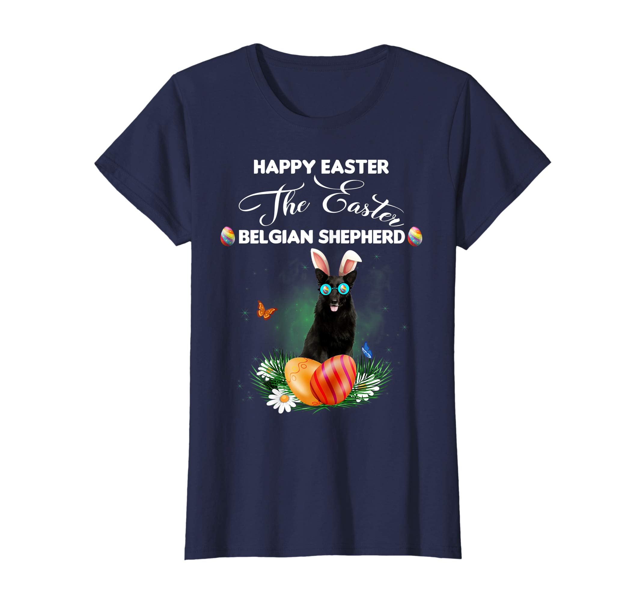 Belgian Shepherd Dog Sunglass Bunny Happy Easter Day Tshirt