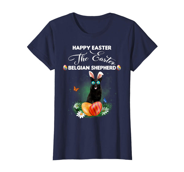 Belgian Shepherd Dog Sunglass Bunny Happy Easter Day Tshirt