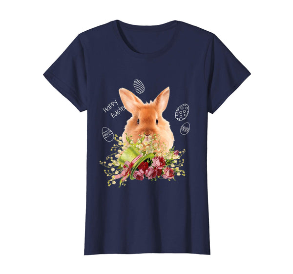 Easter Real Bunny And Flowers Graphic T-Shirt