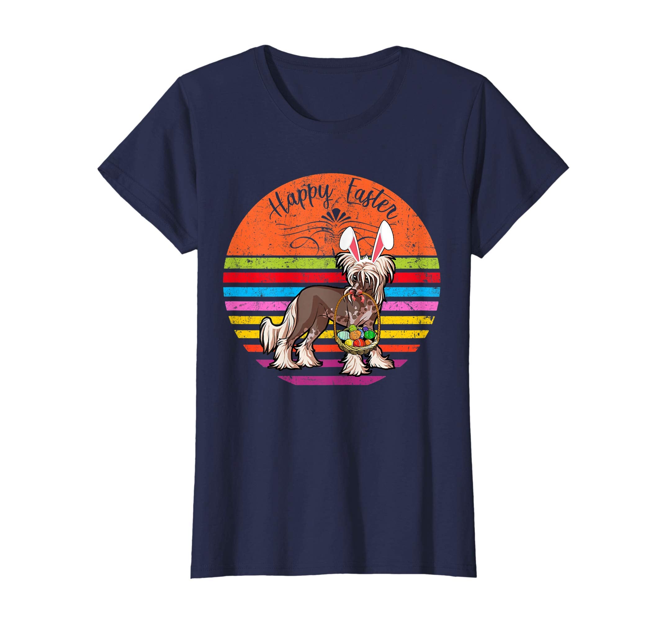 Cute Chinese Crested Dog With Bunny Hat Easter Eggs T Shirt