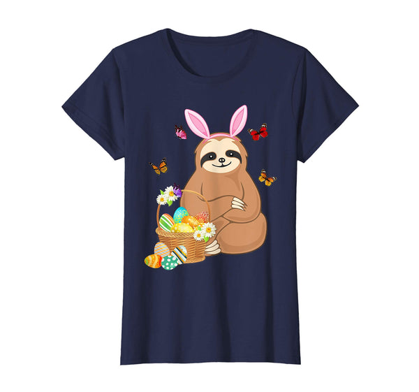 Sloth Bunny Hat Rabbit Easter Eggs Shirt Happy Ea