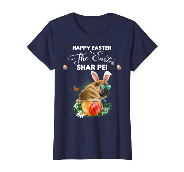Shar Pei Dog Sunglass Bunny Happy Easter Day Tshirt