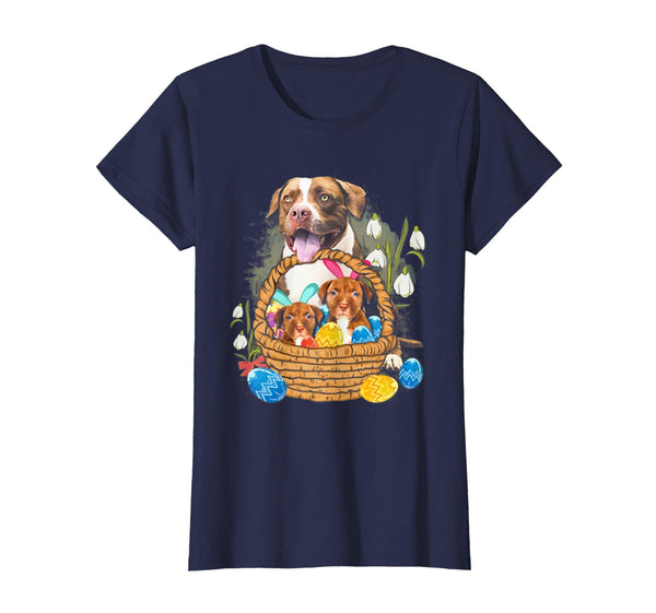 Pitbull Bunny Easter T-Shirt Pit bull eggs flower lover gift