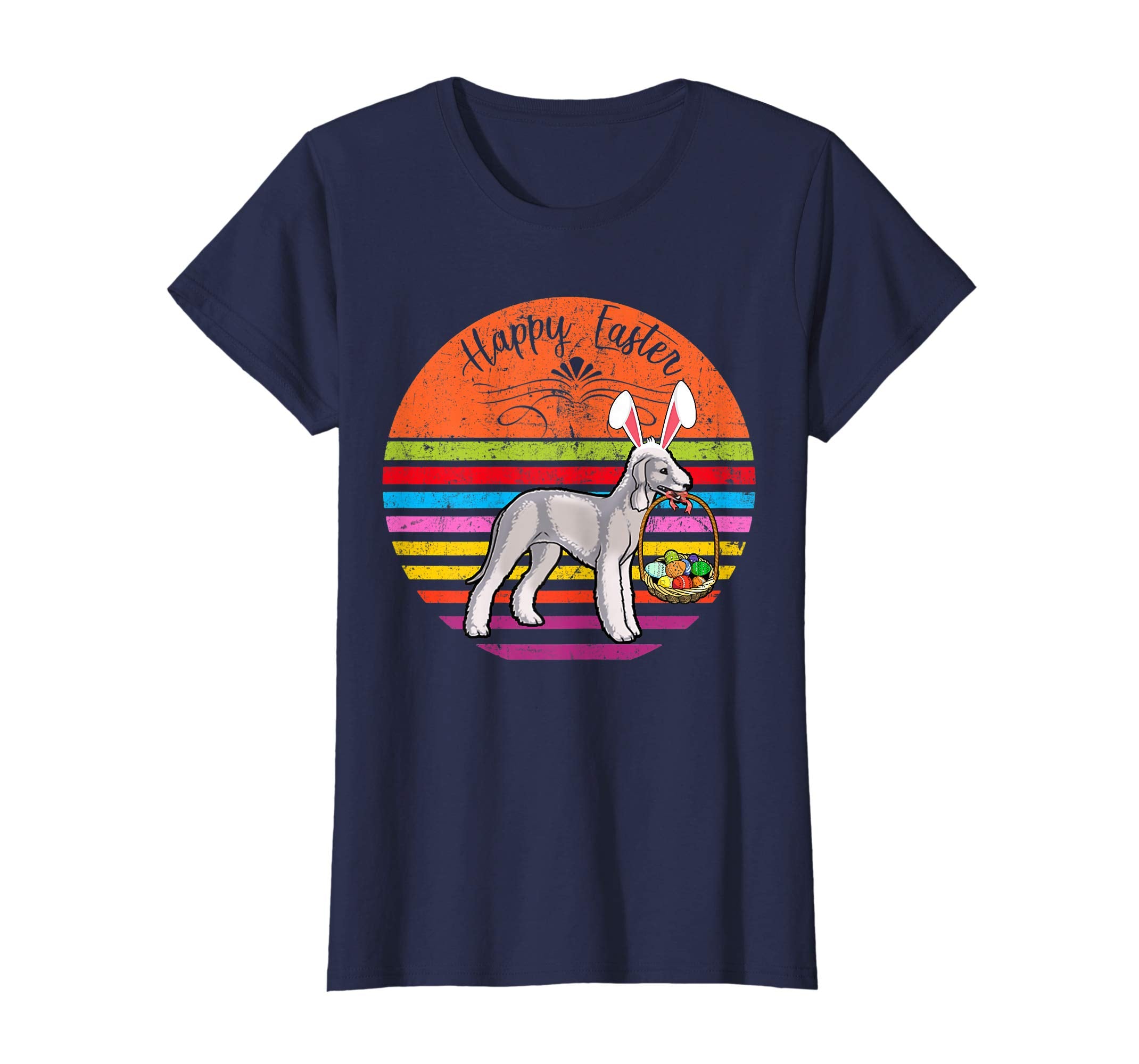 Cute Bedlington Dog With Bunny Hat Happy Easter Eggs T Shirt