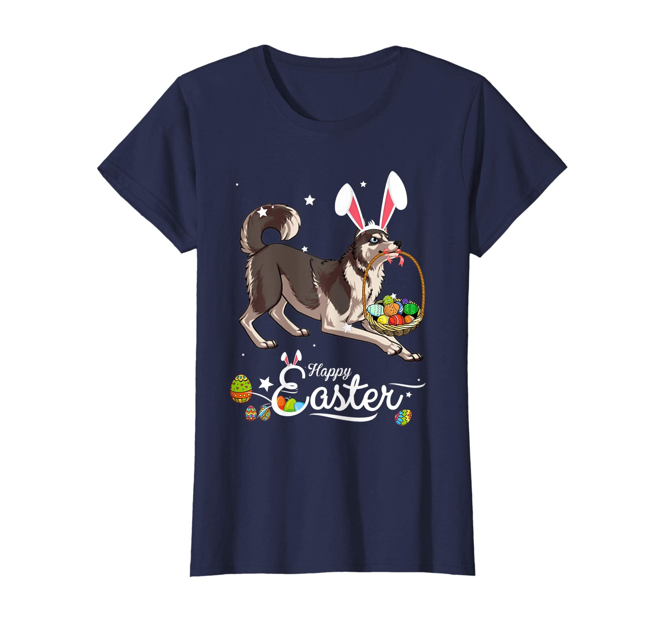 Siberian Husky Dog With Bunny Hat Easter Costume T Shirt