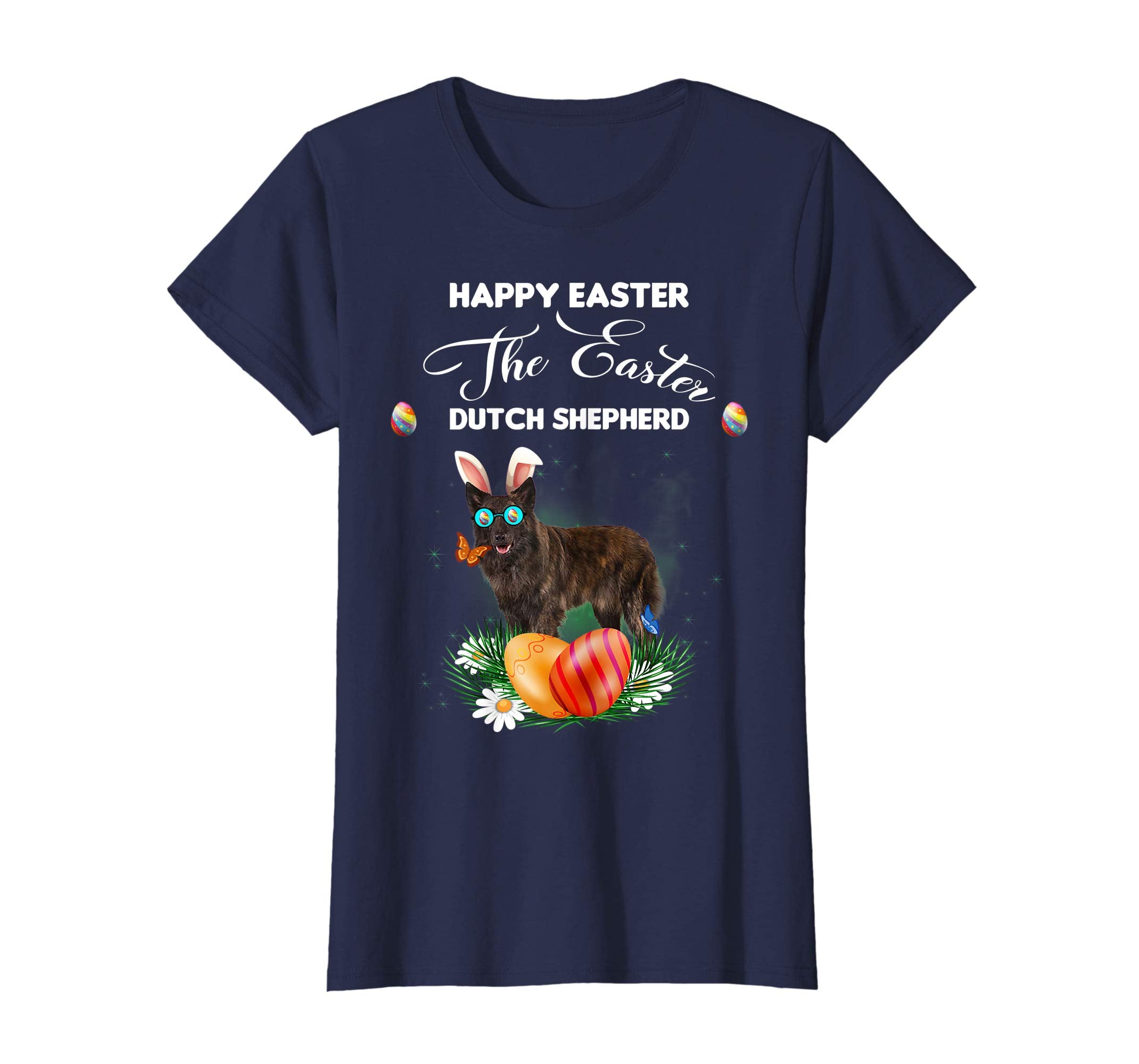 Dutch Shepherd Dog Sunglass Bunny Happy Easter Day Tshirt