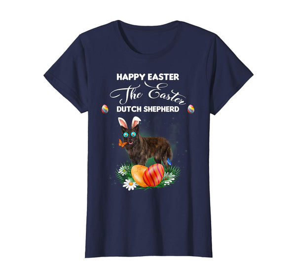 Dutch Shepherd Dog Sunglass Bunny Happy Easter Day Tshirt