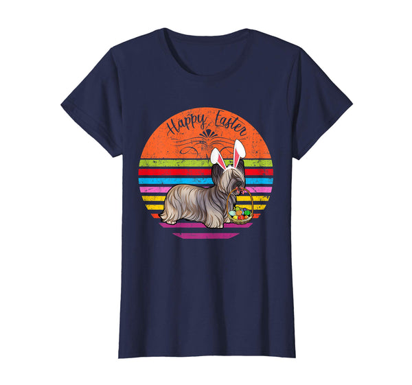Cute Skye Terrier Dog With Bunny Hat Happy Easter Eggs Shirt