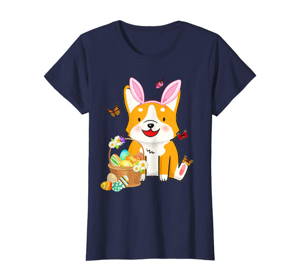 Corgi Bunny Hat Rabbit Easter Eggs Shirt Happy Ea