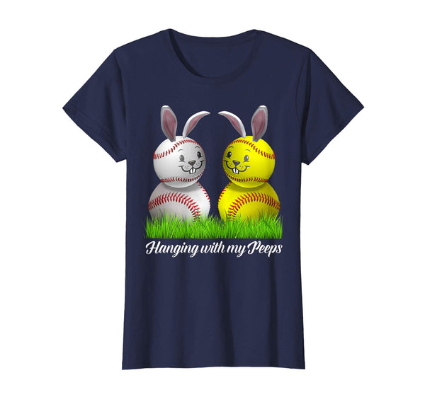 Hanging With My Peeps Funny Bunny Easter Softball Shirt