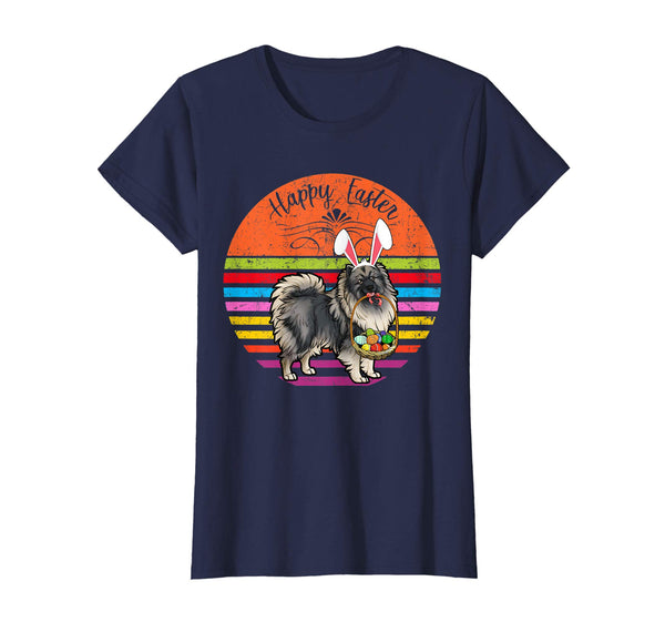 Cute Keeshond Dog With Bunny Hat Happy Easter Eggs T Shirt