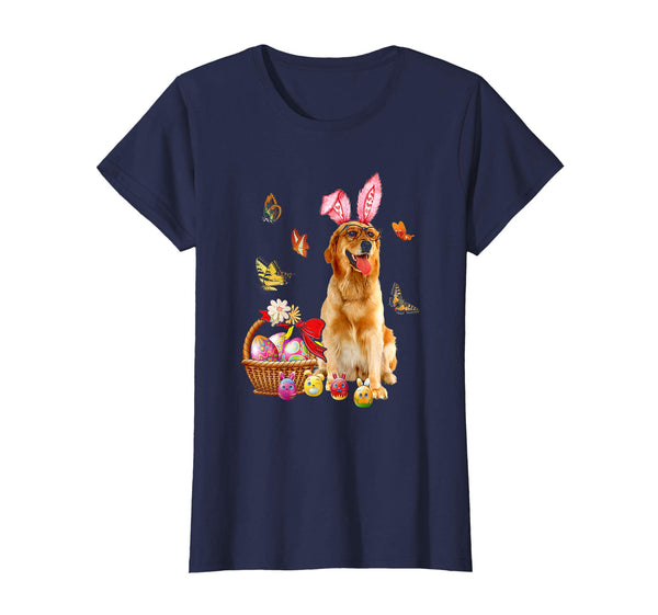 Golden Retriever Bunny Hat Rabbit Easter Eggs Shirt