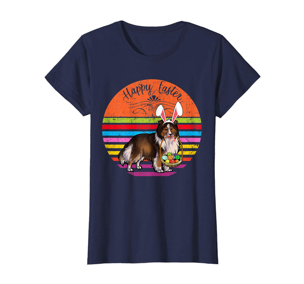 Cute Shetland Sheepdog Dog With Bunny Hat Easter Eggs Shirt