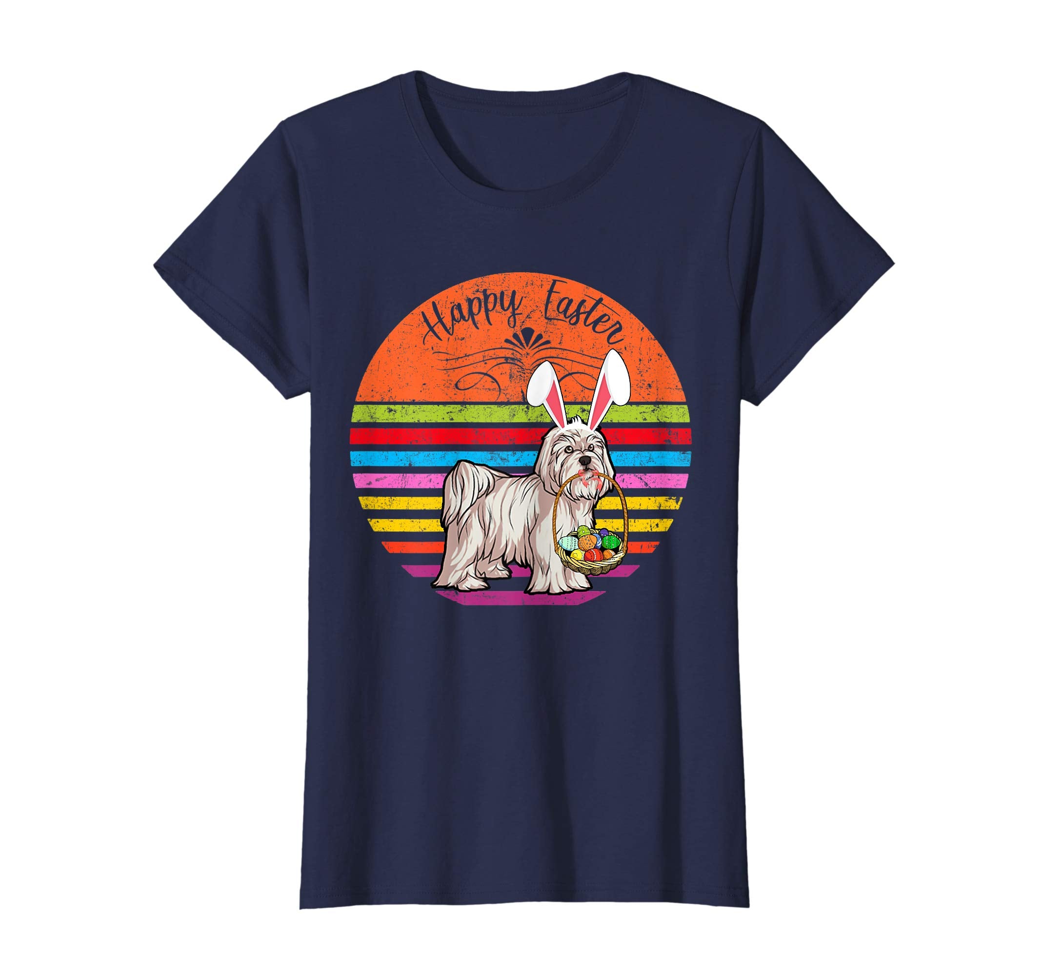 Cute Maltese Dog With Bunny Hat Happy Easter Eggs T Shirt