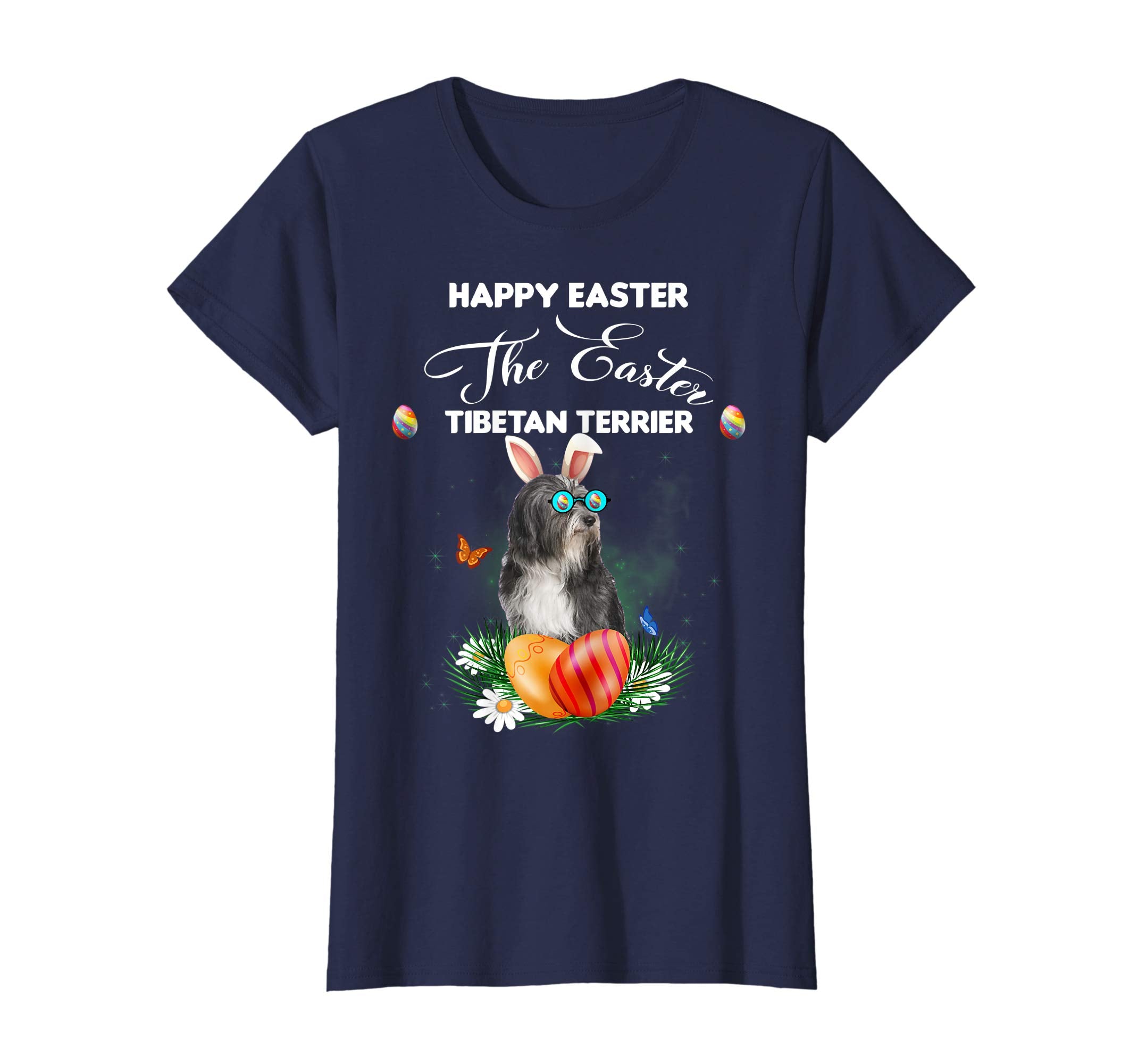 Tibetan Terrier Dog Sunglass Bunny Happy Easter Day Tshirt