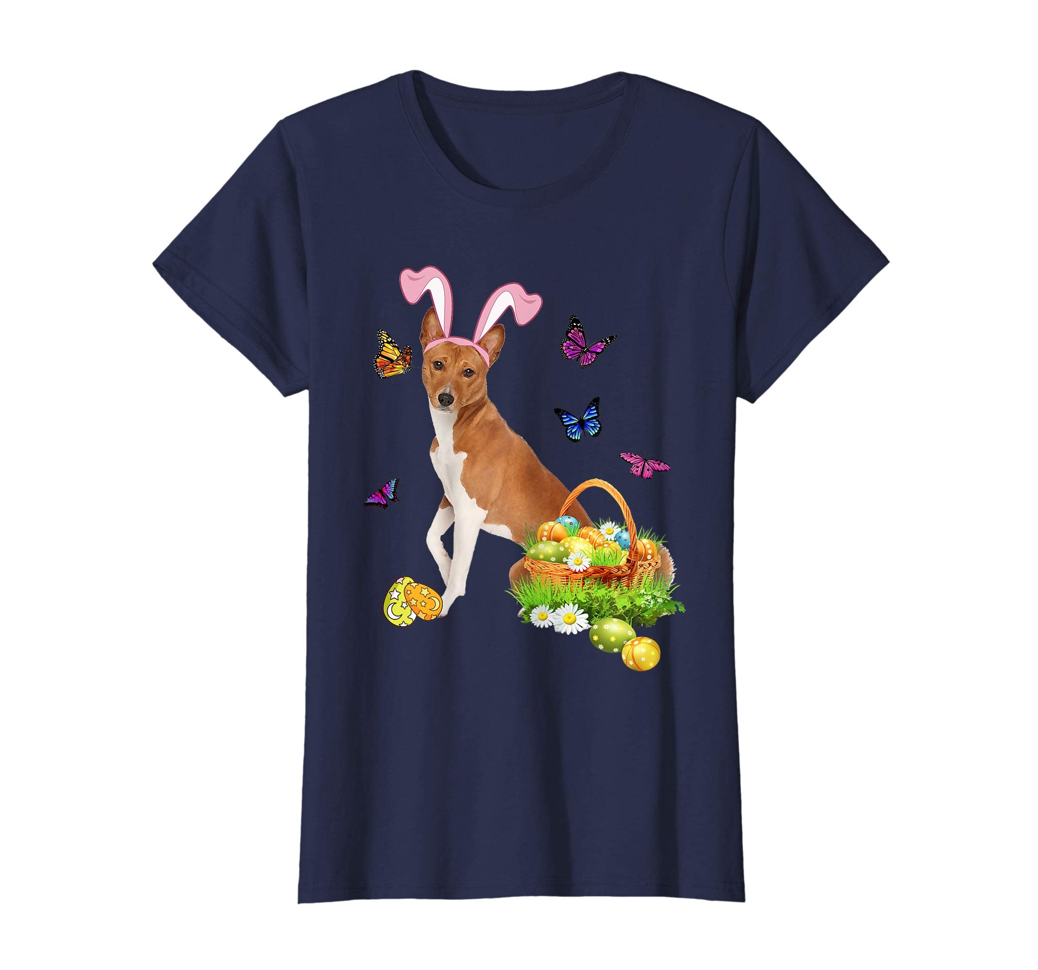 Basenji Bunny Hat Rabbit Easter Eggs T-Shirt