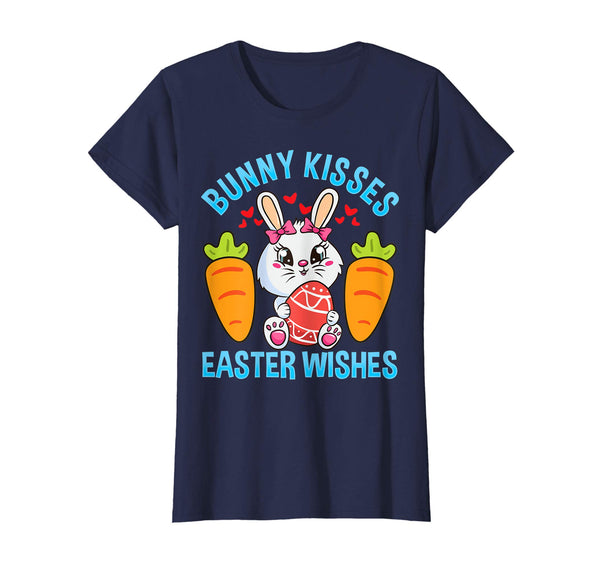 Bunny Kisses Easter Wishes T-Shirt Girls Easter Bunny Gift