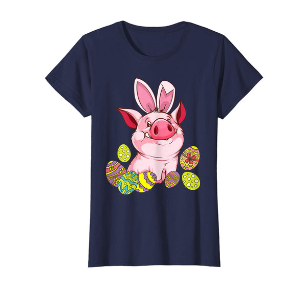 Pig And Bunny Rabbit Hat Playing Easter Eggs Happy Day Shirt