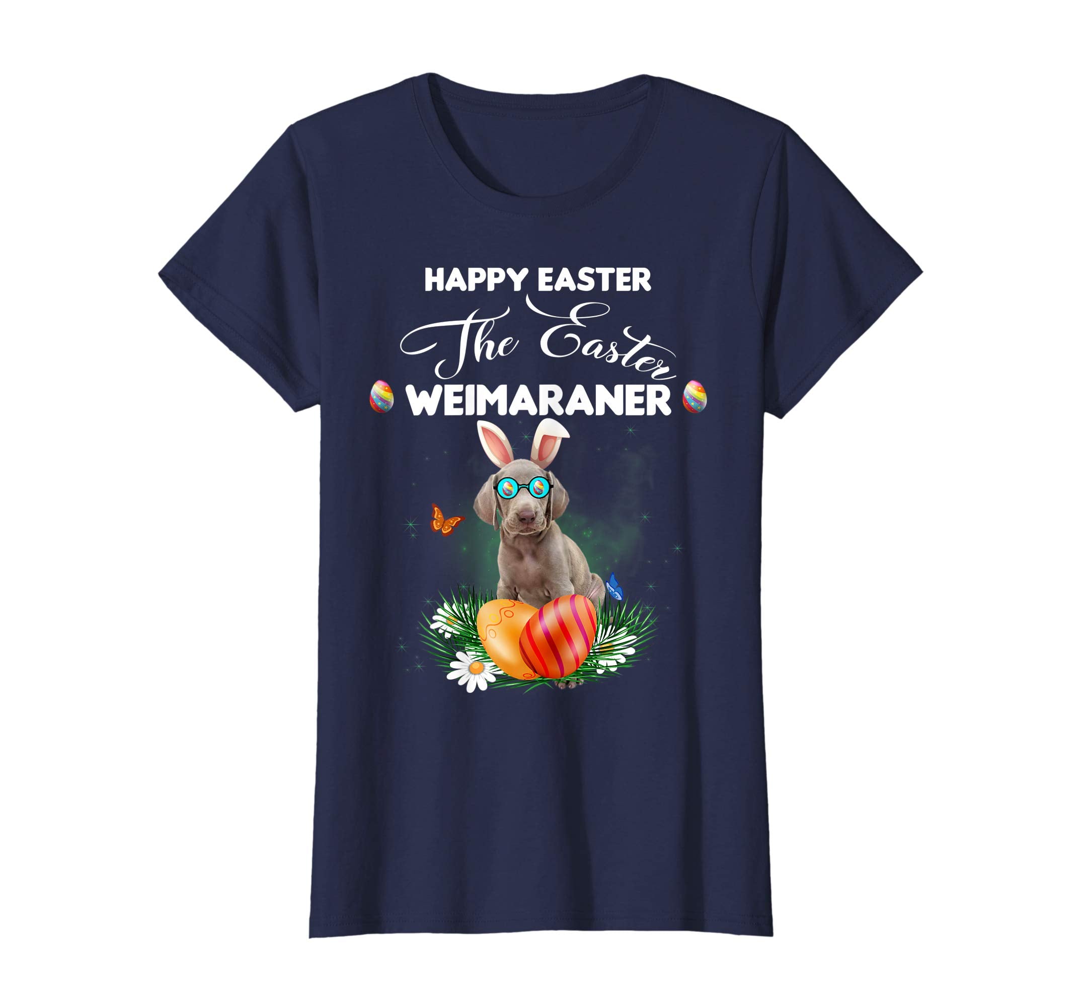 Weimaraner Dog Sunglass Bunny Happy Easter Day Tshirt