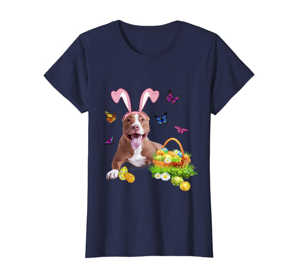 Pitbull Bunny Hat Rabbit Easter Eggs T-Shirt