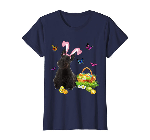 Scottish Terrier Bunny Hat Rabbit Easter Eggs T-Shirt