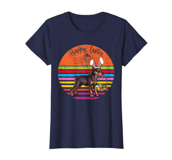 Vintage Miniature Pinscher Dog Easter Eggs Basket T Shirt