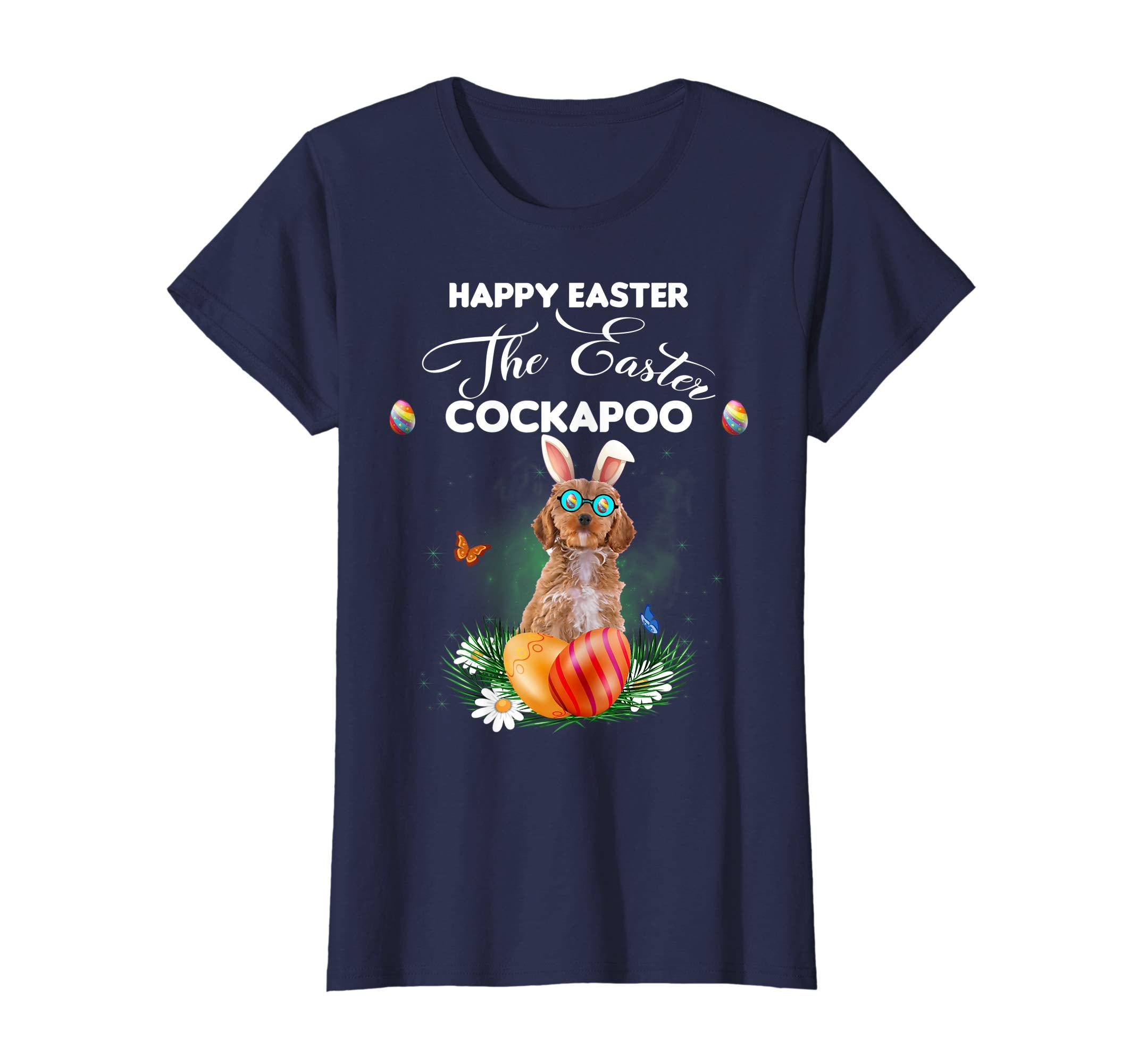 Cockapoo Dog Sunglass Bunny Happy Easter Day Tshirt