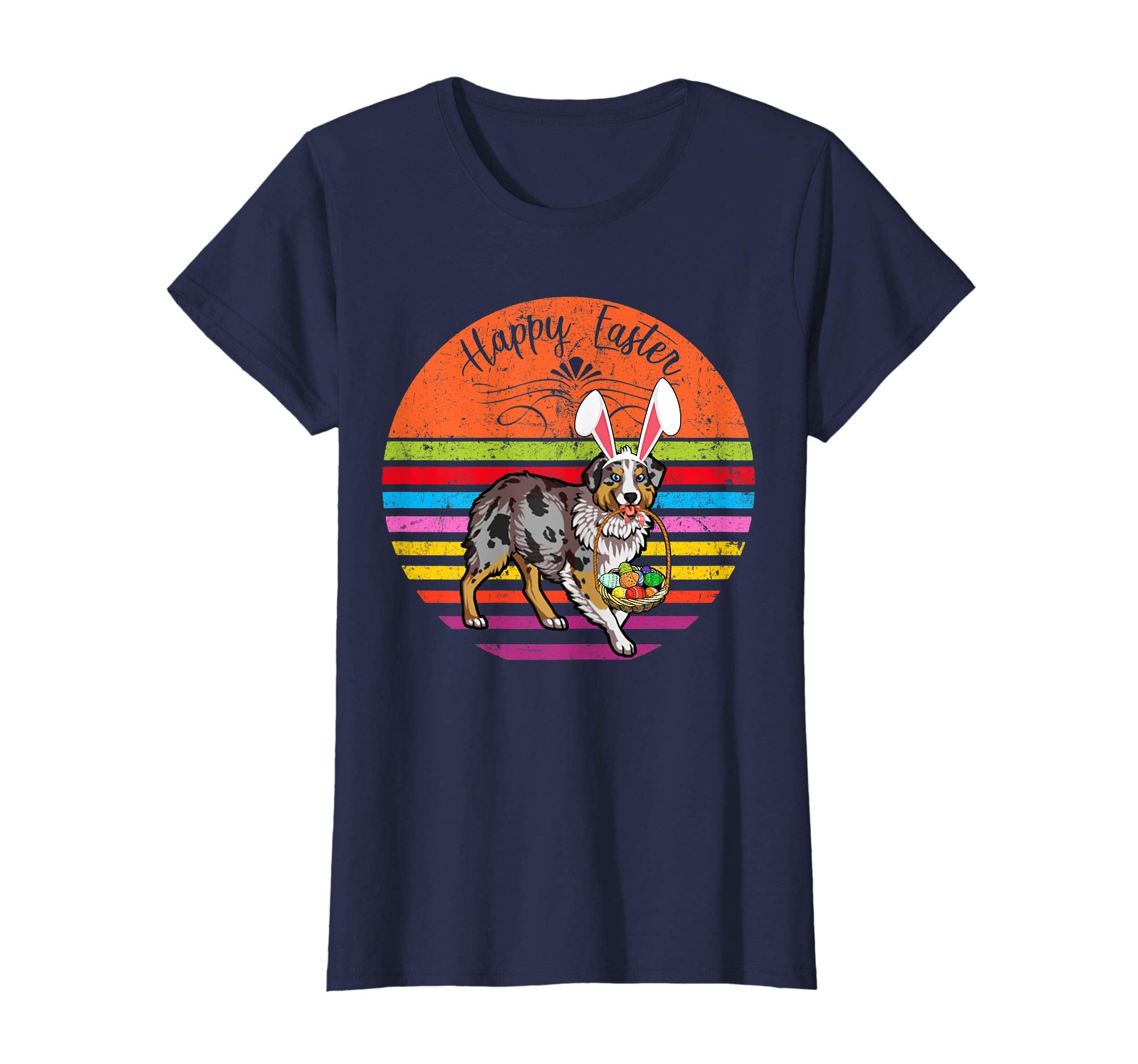 Cute Australian Shepherd Dog With Bunny Hat Easter T Shirt