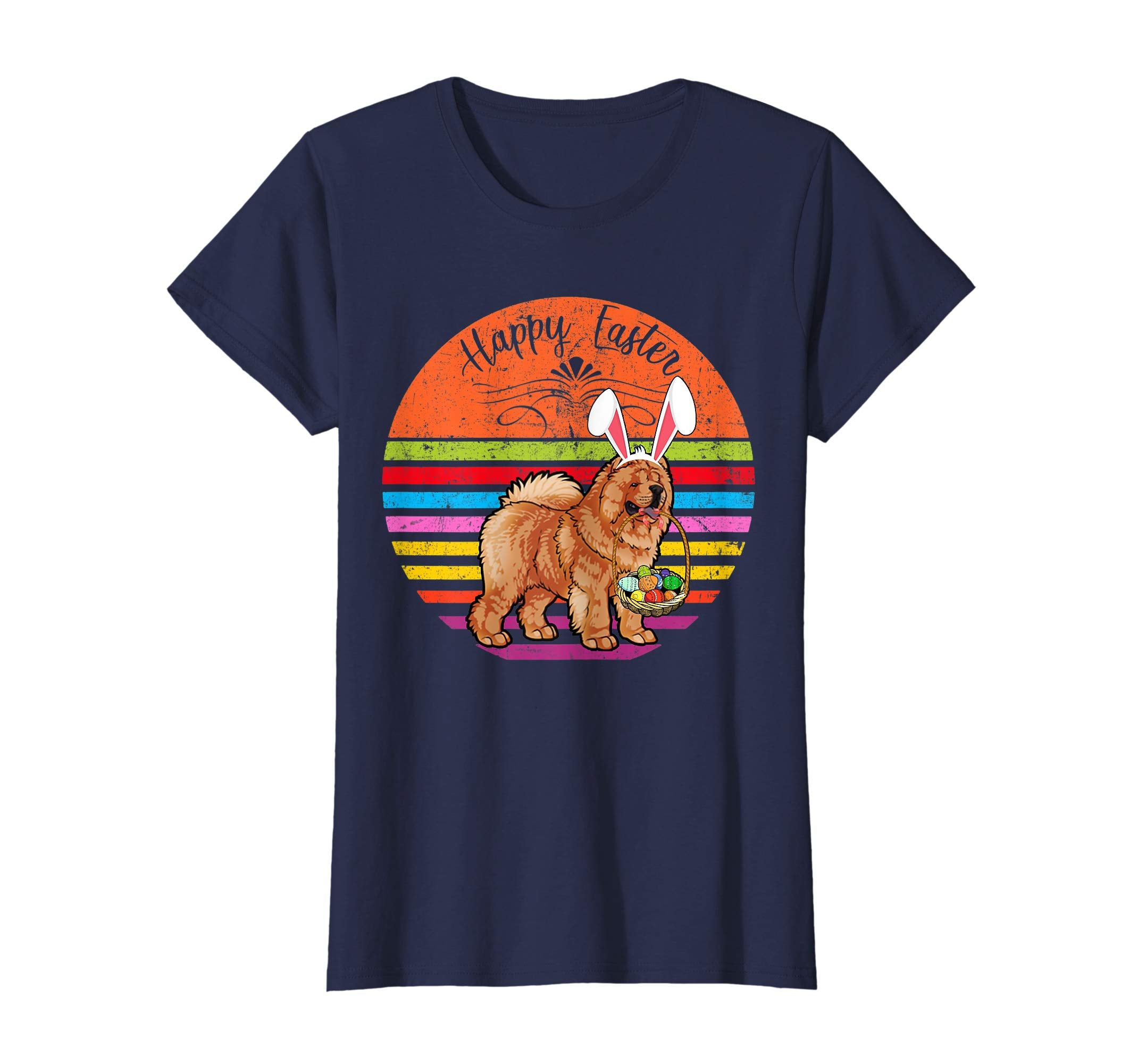 Cute Chow Chow Dog With Bunny Hat Happy Easter Eggs T Shirt