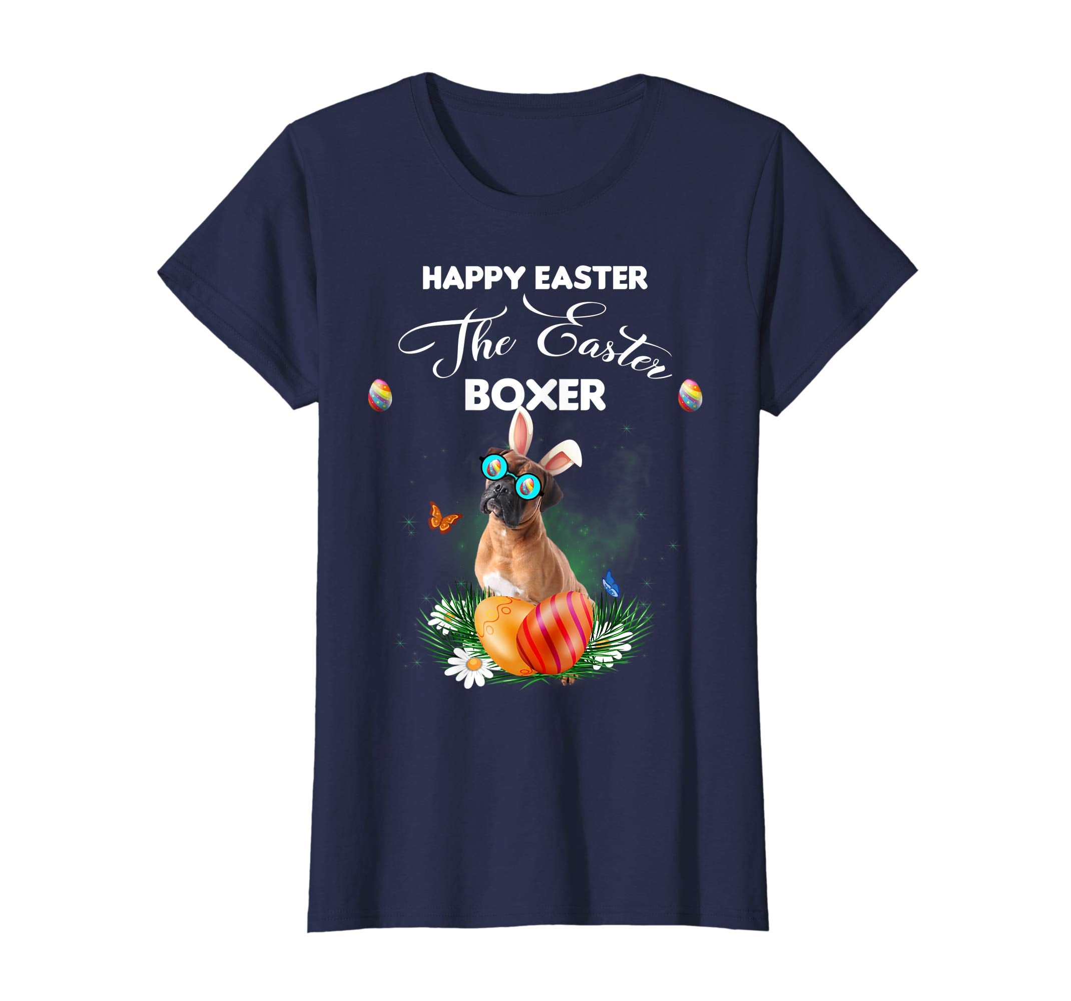 Boxer Dog Sunglass Bunny Happy Easter Day Tshirt