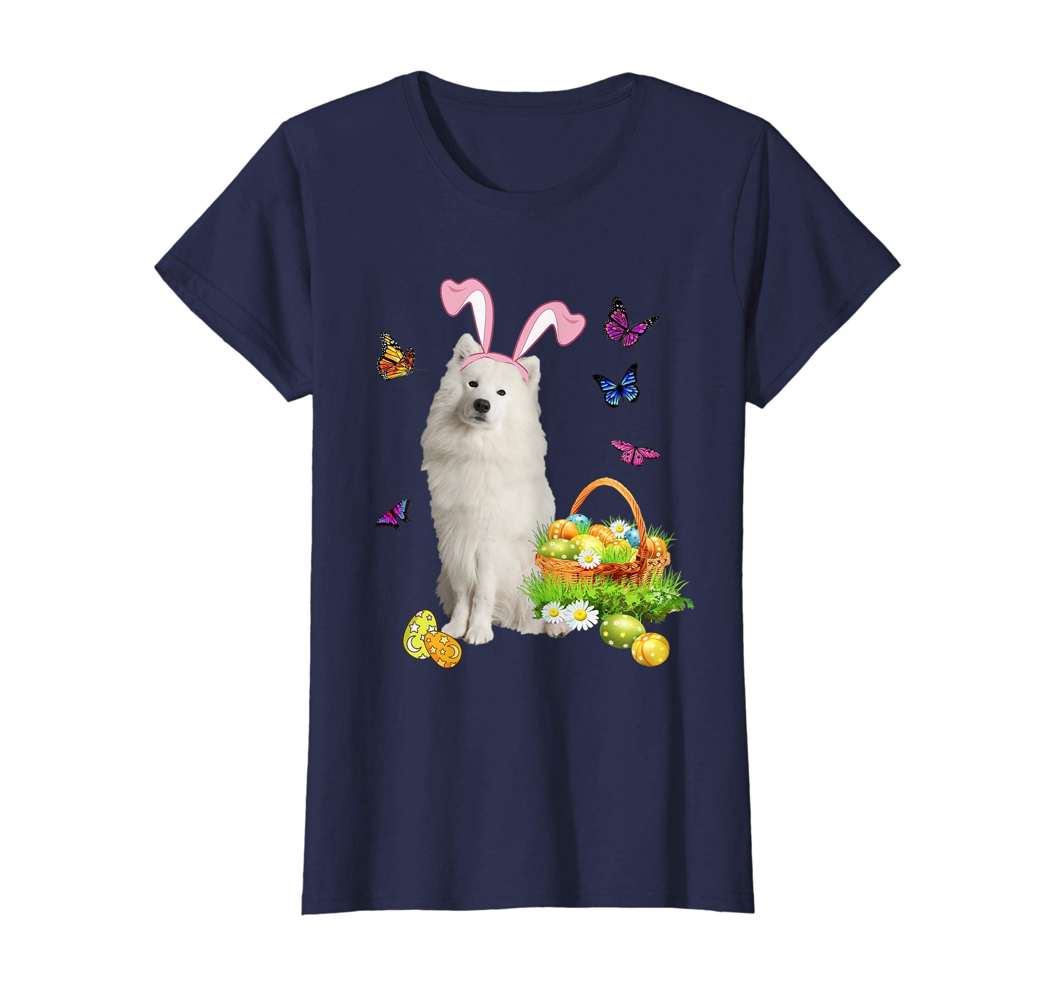 Samoyed Bunny Hat Rabbit Easter Eggs T-Shirt