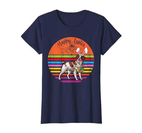 Vintage Brittany Spaniel Dog Easter Eggs Basket T Shirt