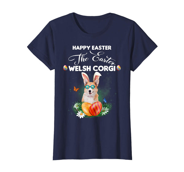 Welsh Corgi Dog Sunglass Bunny Happy Easter Day Tshirt