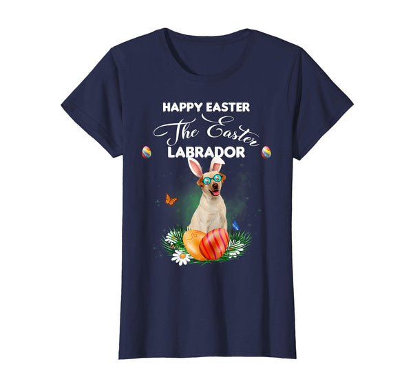 Labrador Dog Sunglass Bunny Happy Easter Day Tshirt