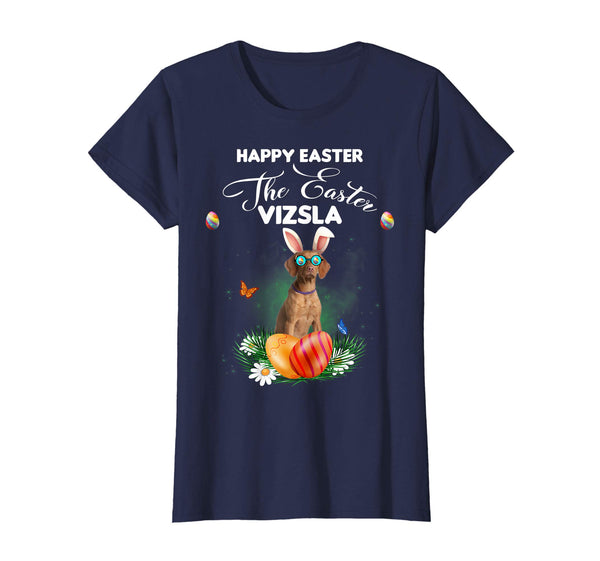 Vizsla Dog Sunglass Bunny Happy Easter Day Tshirt