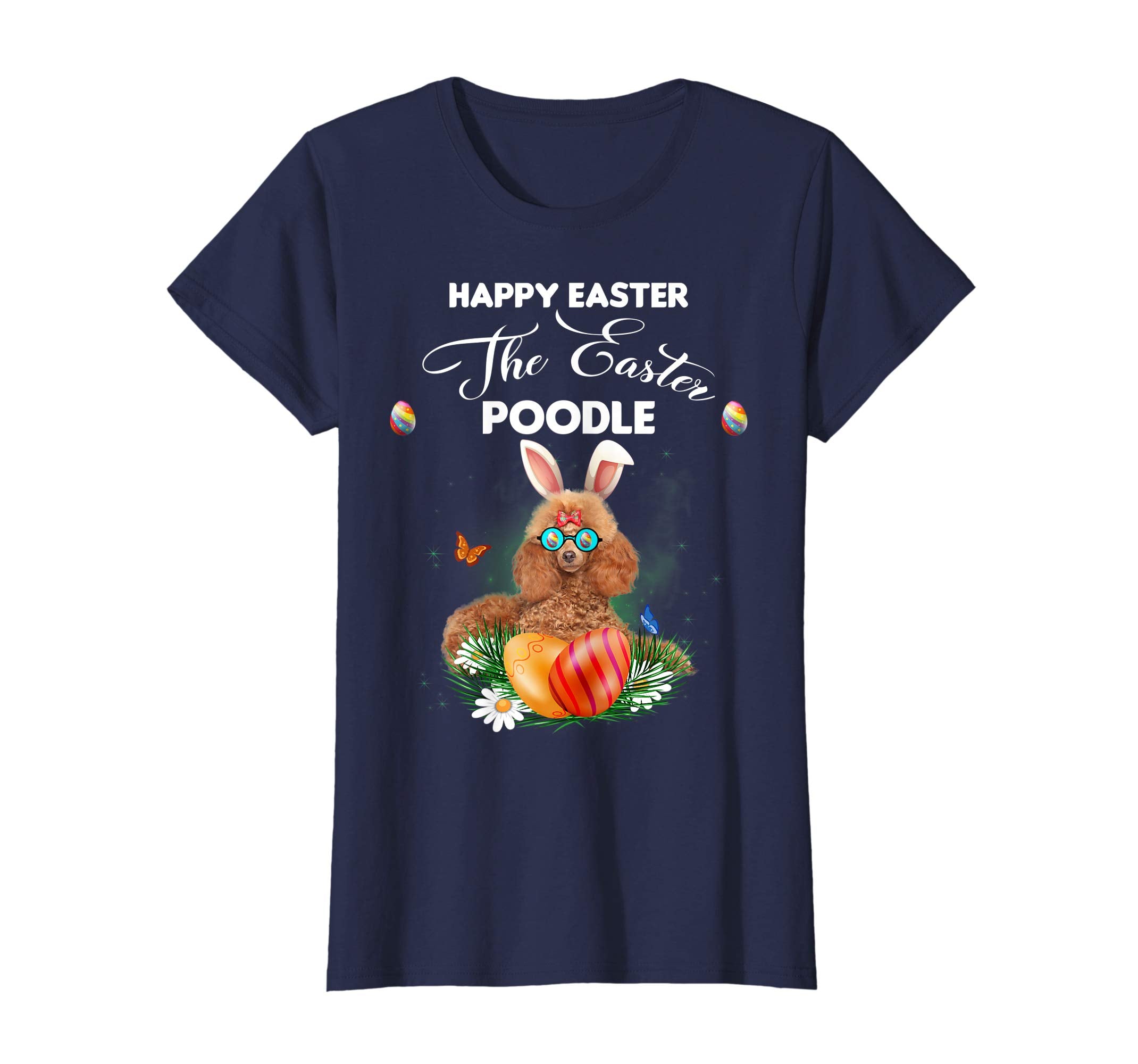 Poodle Dog Sunglass Bunny Happy Easter Day Tshirt