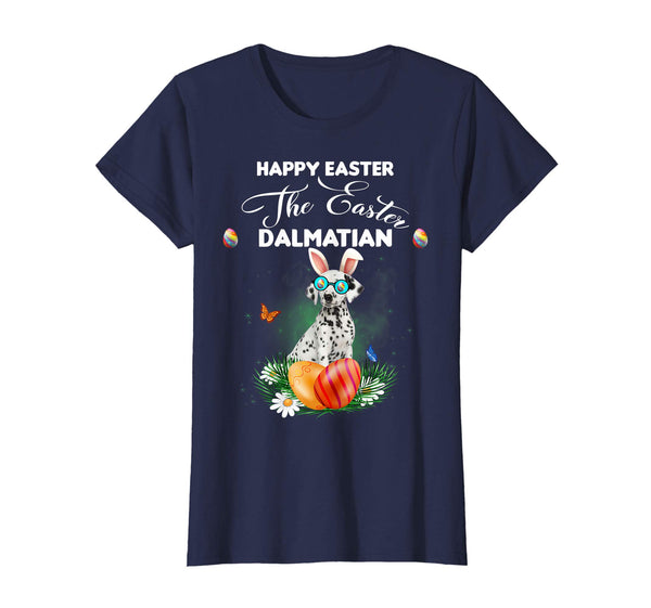 Dalmatian Dog Sunglass Bunny Happy Easter Day Tshirt