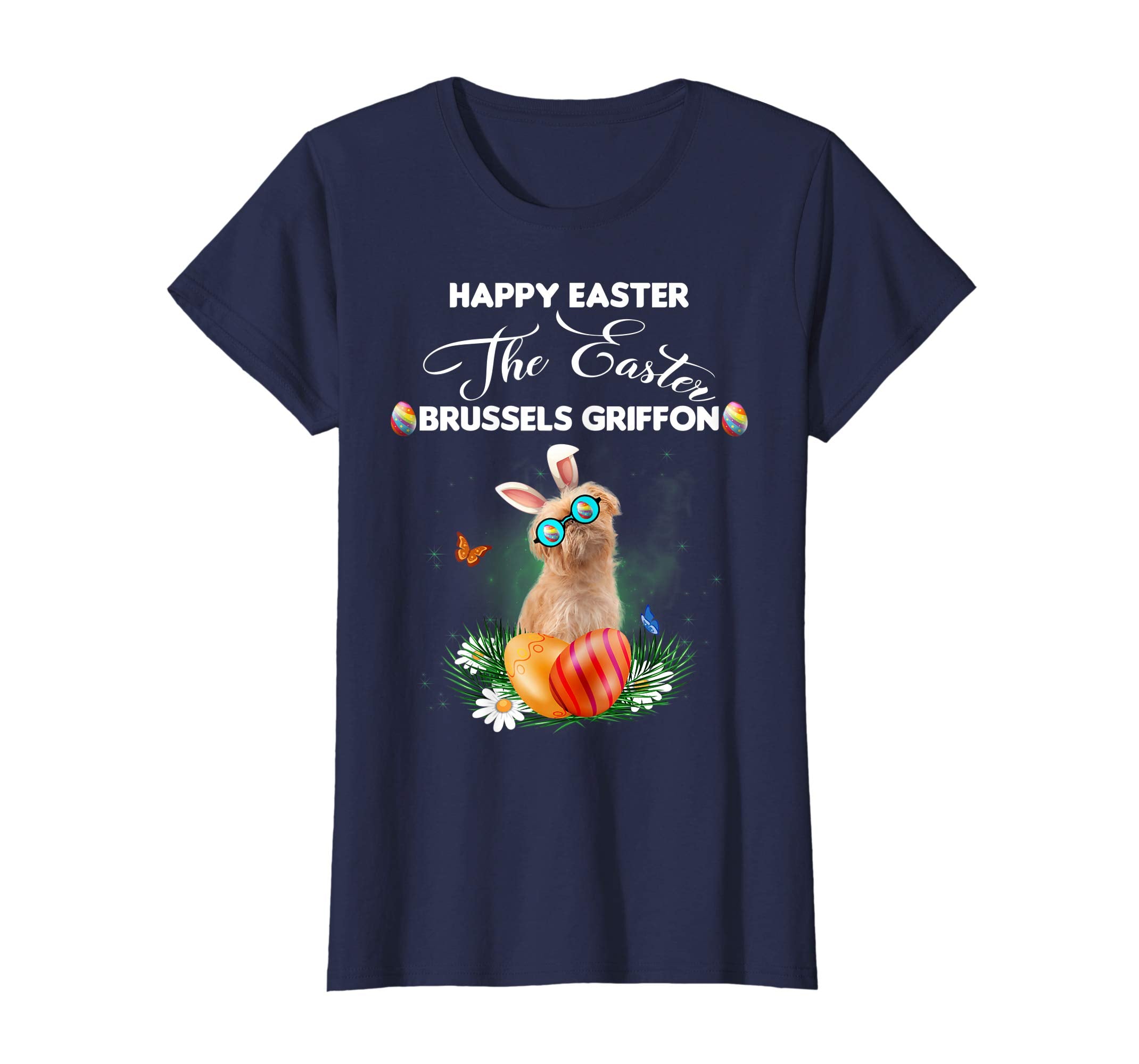 Brussels Griffon Dog Sunglass Bunny Happy Easter Day Tshirt