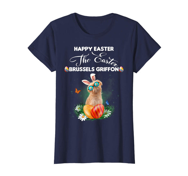 Brussels Griffon Dog Sunglass Bunny Happy Easter Day Tshirt