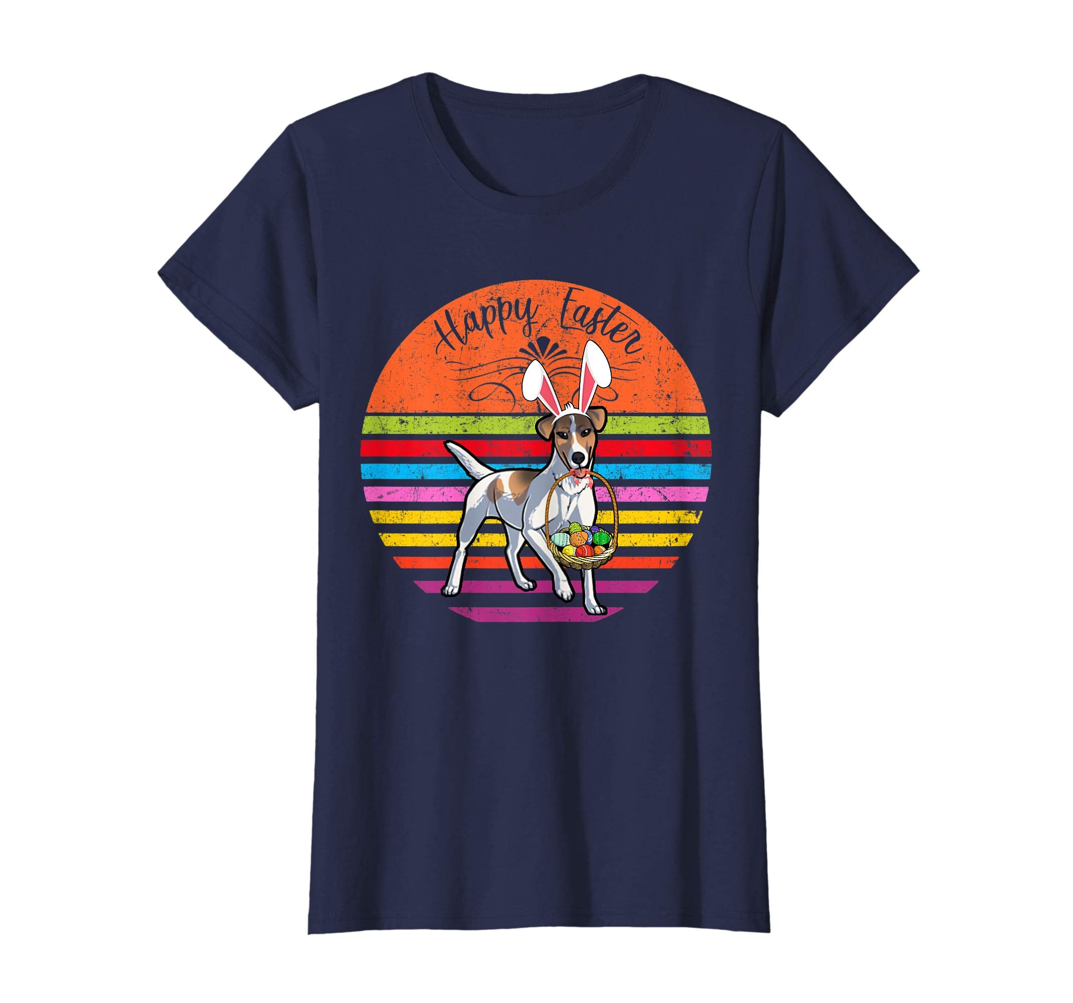 Cute Smooth Fox Terrier Dog With Bunny Hat Easter Eggs Shirt