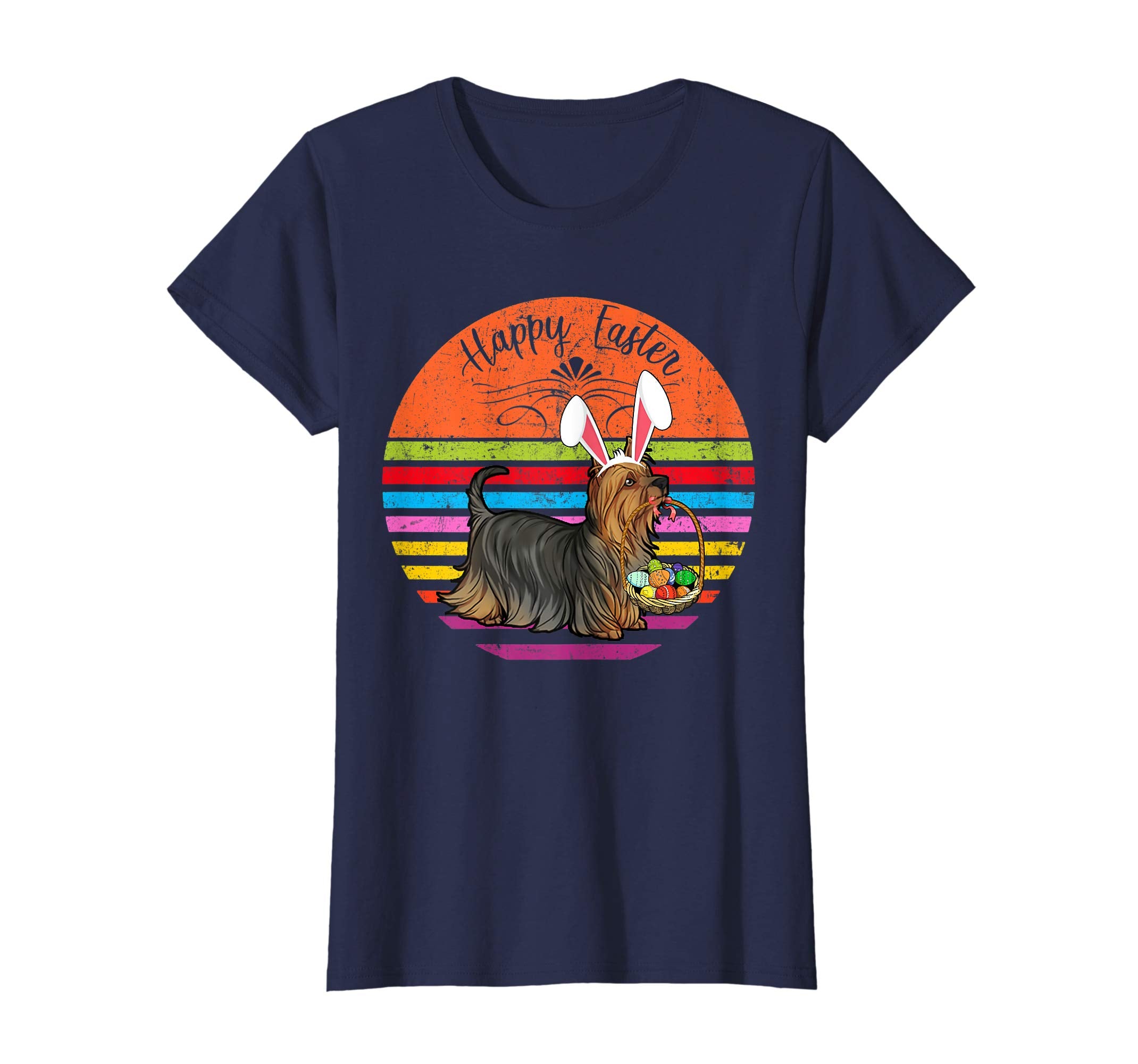 Cute Silky Terrier Dog With Bunny Hat Easter Eggs T Shirt
