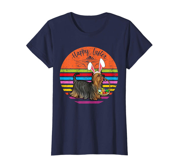 Cute Silky Terrier Dog With Bunny Hat Easter Eggs T Shirt