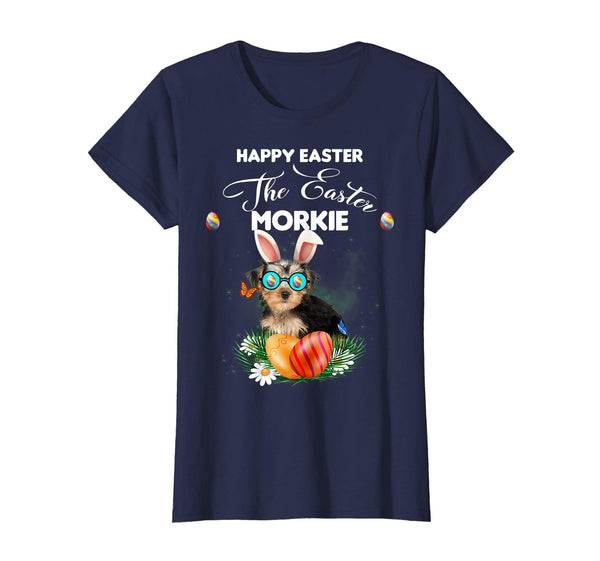 Morkie Dog Sunglass Bunny Happy Easter Day Tshirt